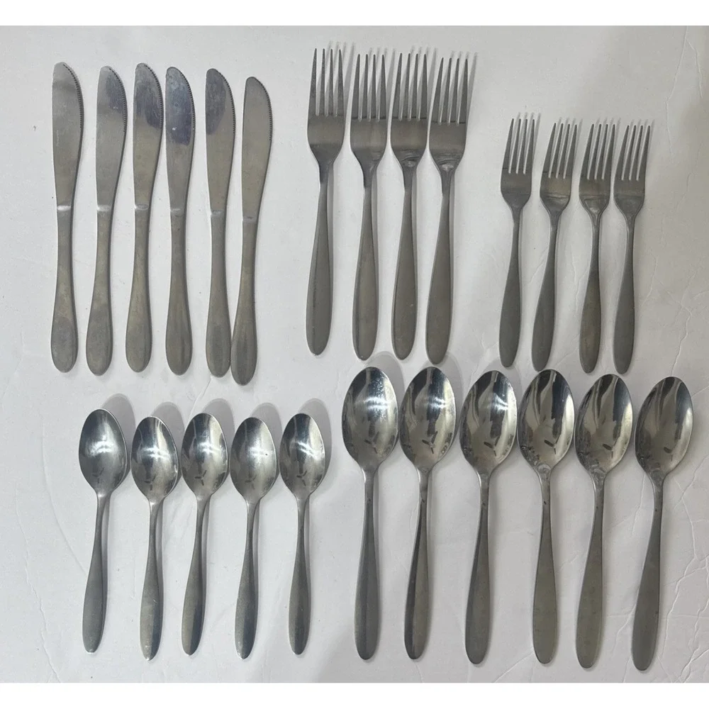 Pfaltzgraff Stainless 18/0 China Glossy Silverware Flatware LOT Of 25 Fork Spoon